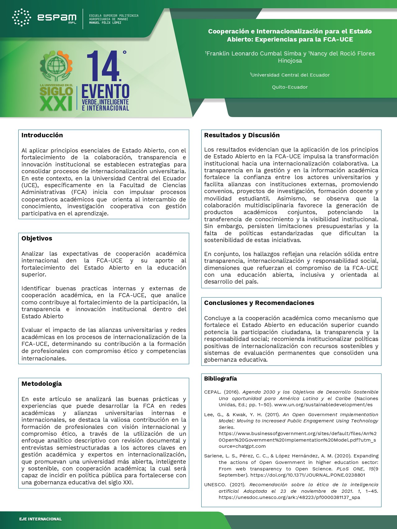 Foto Cooperación e Internacionalización para el Estado Abierto: Experiencias para la FCA-UCE