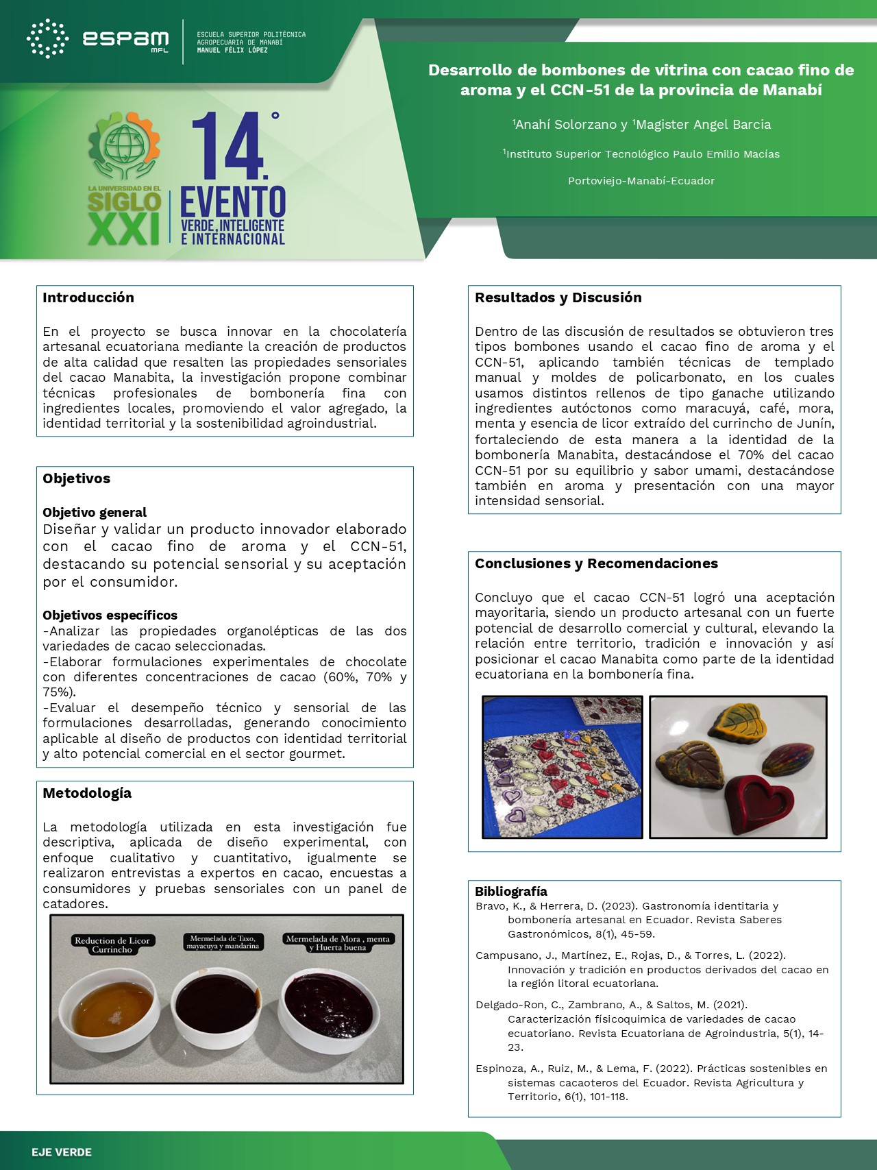 Foto Desarrollo de bombones de vitrina con cacao fino de aroma y el CCN51 de la Provincia de Manabí