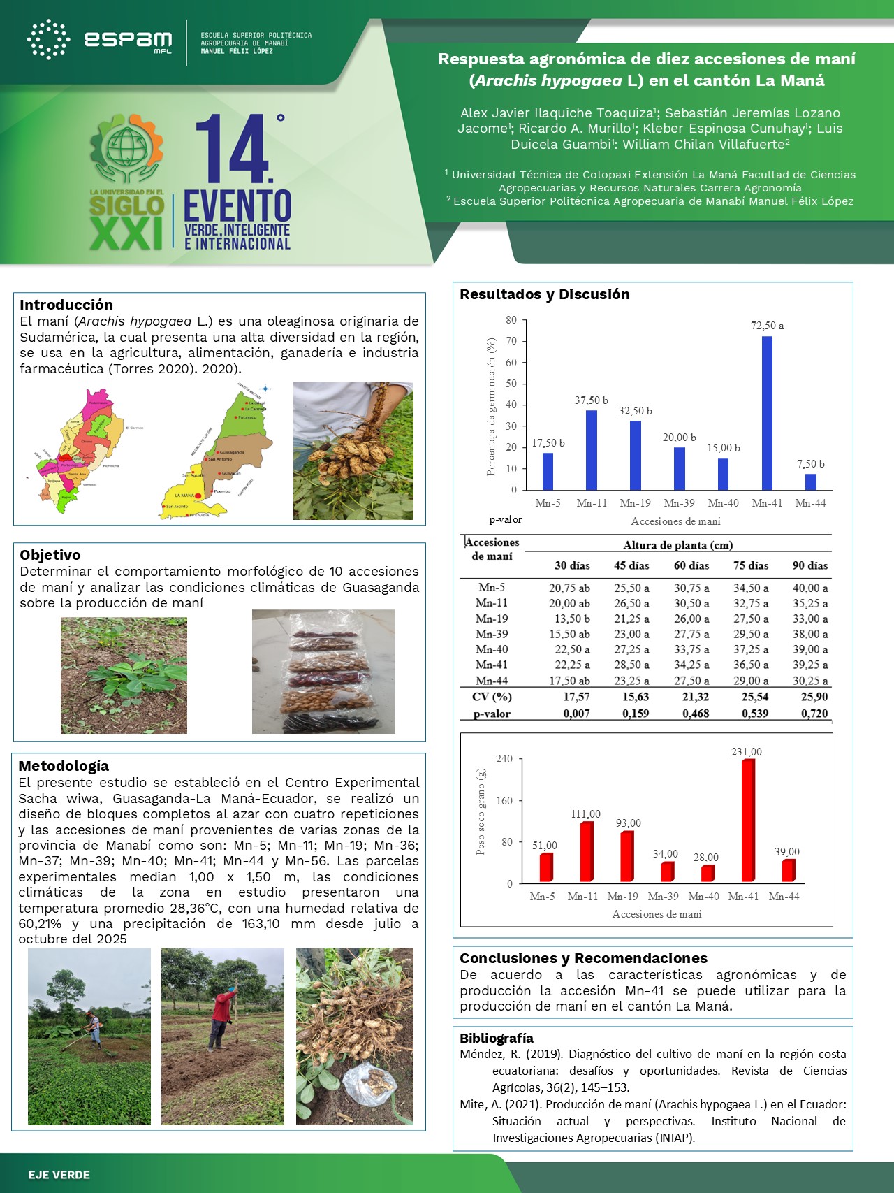 Foto Respuesta agronómica de diez accesiones de maní (Arachis hypogaea L) en el cantón La Maná