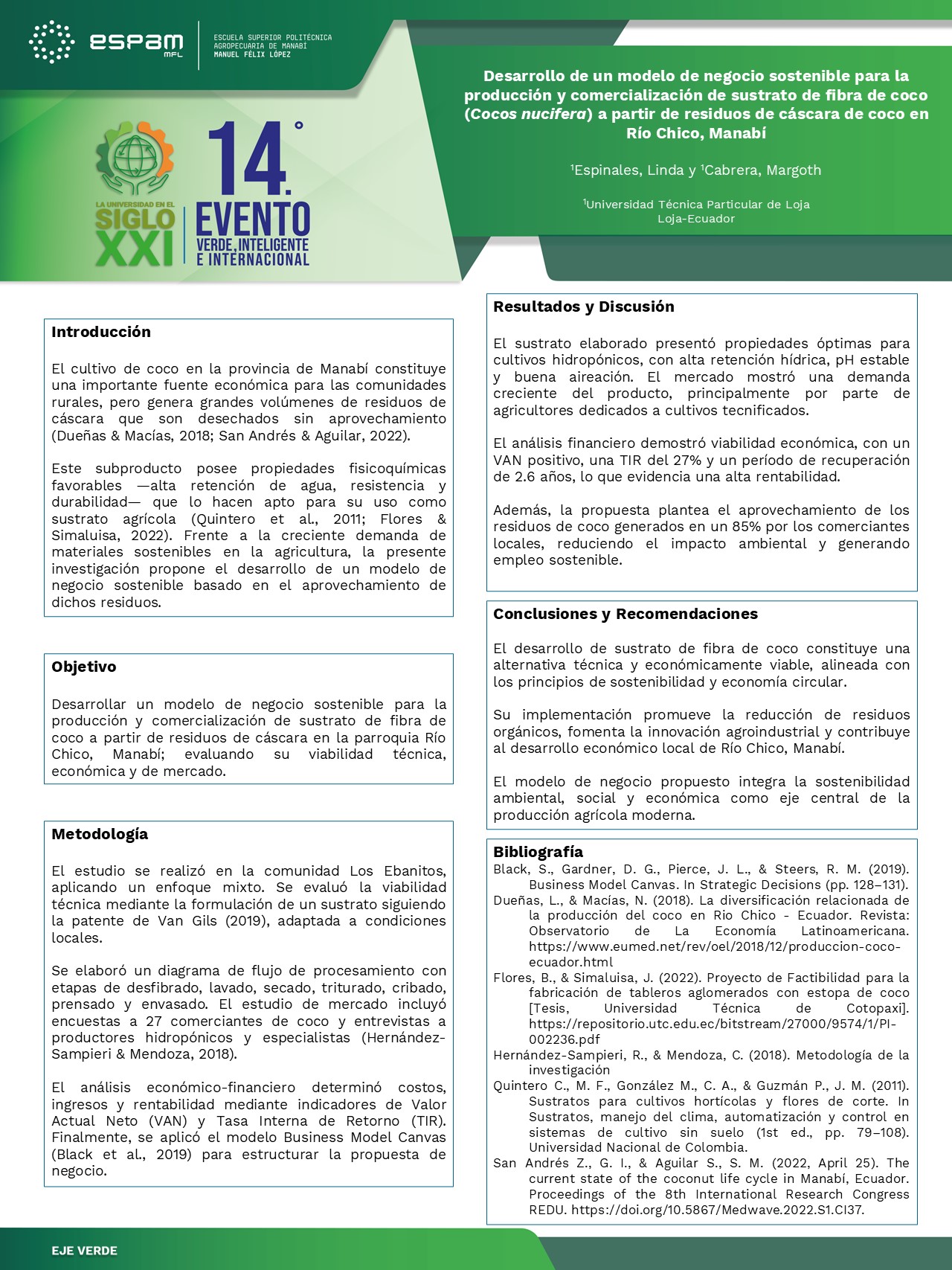 Foto Desarrollo de un modelo de negocio sostenible para la producción y comercialización de sustrato de fibra de coco (cocos nucífera) a partir de residuos de cáscara en Río Chico, Manabí