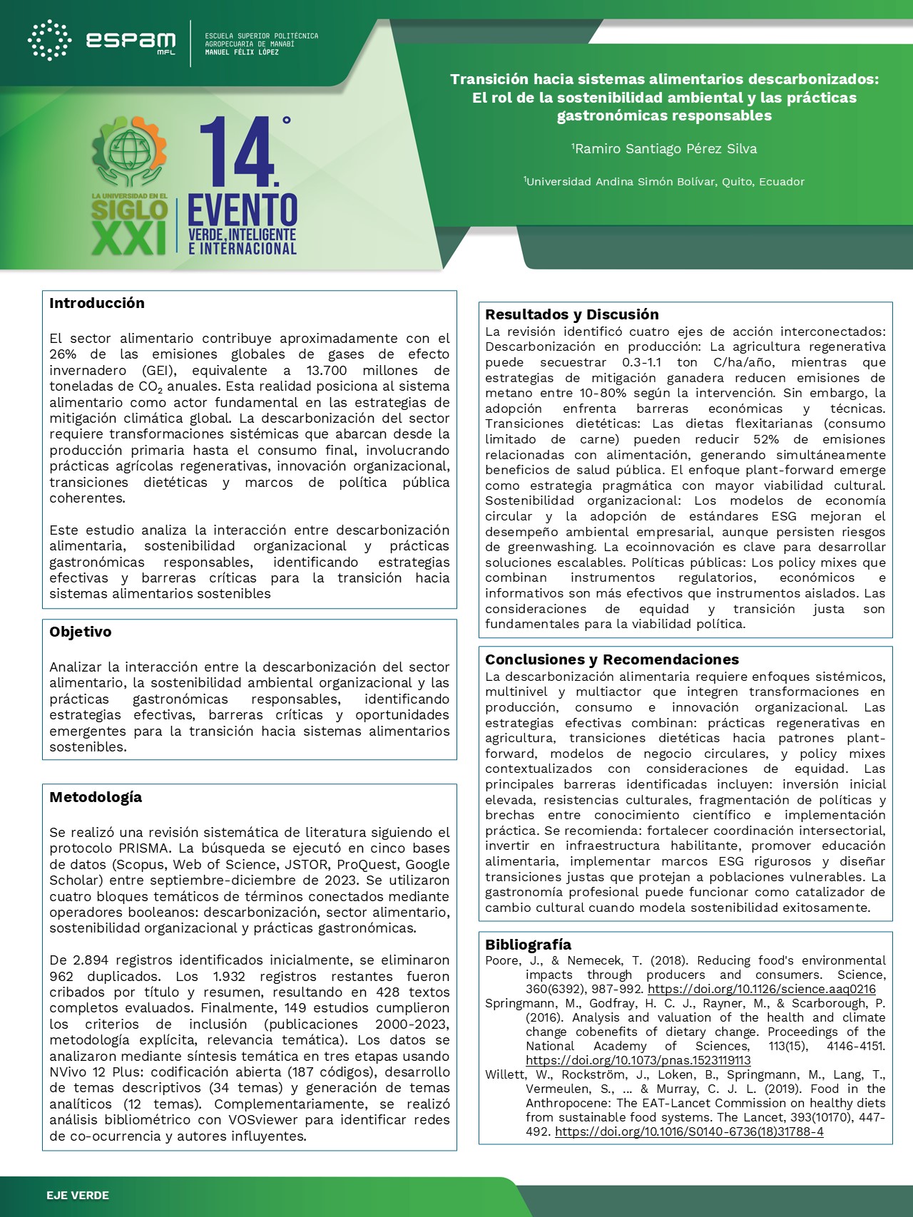 Foto Transición hacia sistemas alimentarios descarbonizados: el rol de la sostenibilidad ambiental y las prácticas gastronómicas responsables
